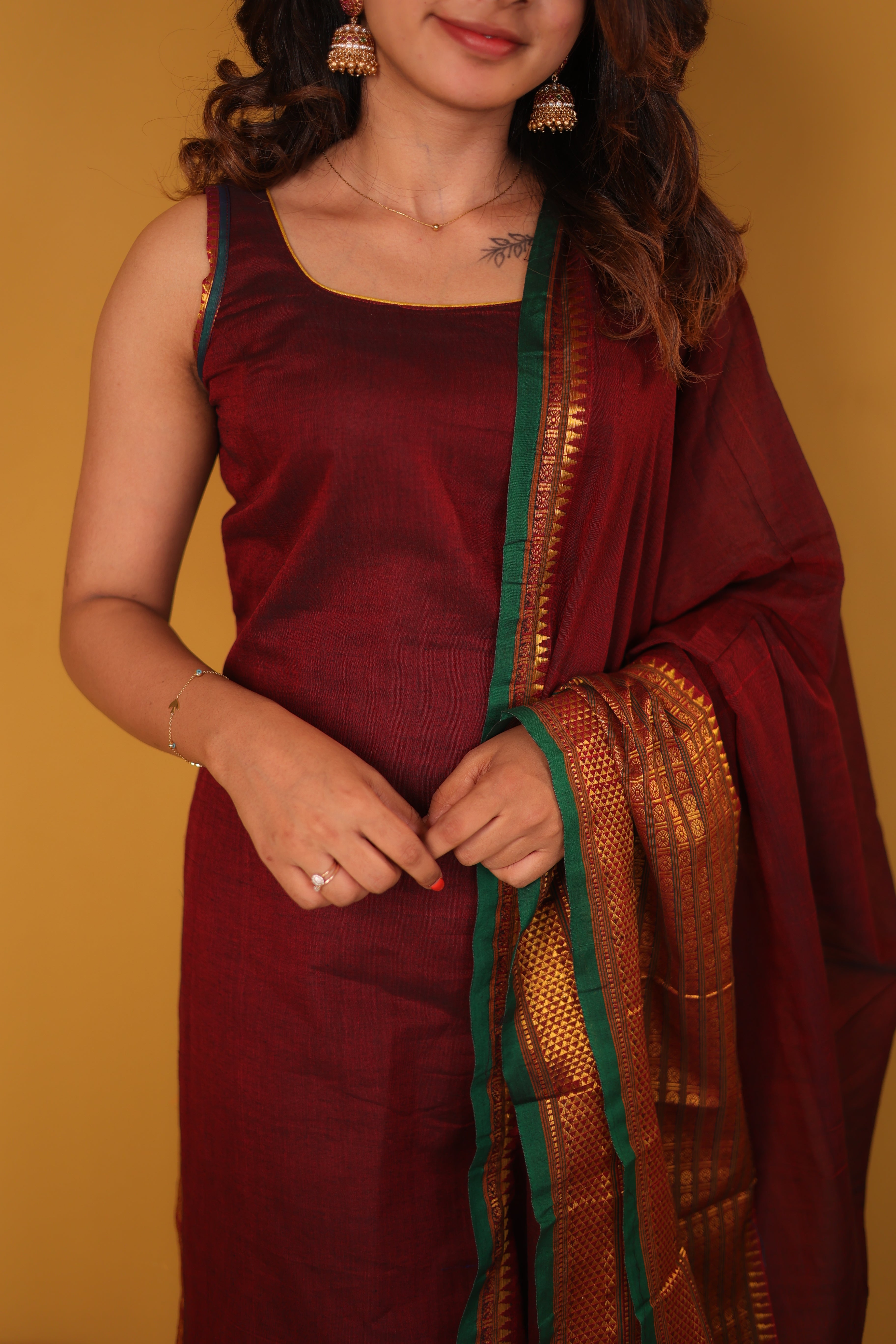 Tarika Maroon Kurti Set (Maroon Dupatta) (Set of 2)