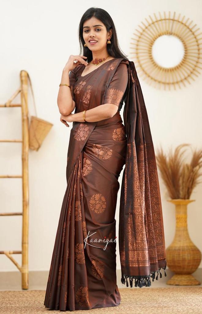 Banarasi Soft Silk Saree with Copper Zari Weaving