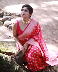 Exquisite Banarasi Silk Saree with Silver Zari Weaving