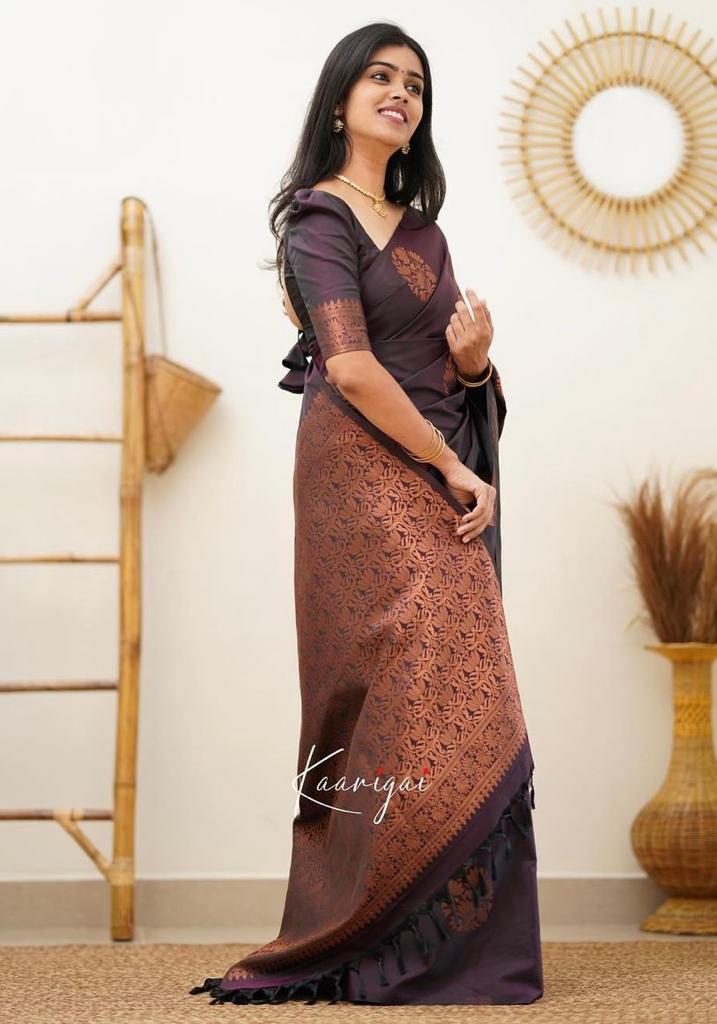 Banarasi Soft Silk Saree with Copper Zari Weaving
