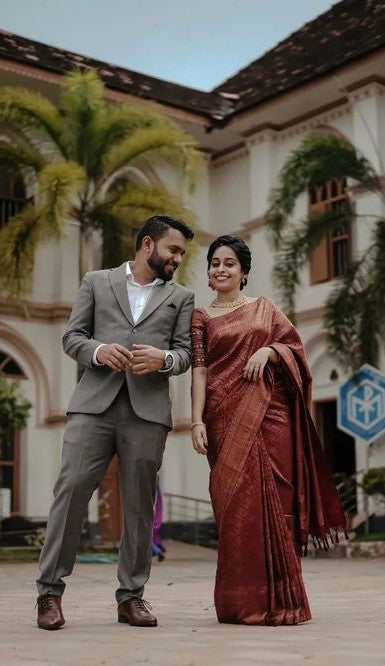 Elegant Banarasi Silk Saree with Copper Zari Weaving