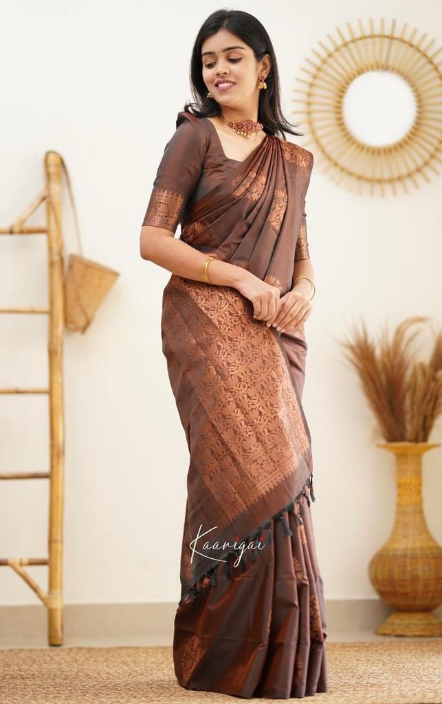 Banarasi Soft Silk Saree with Copper Zari Weaving
