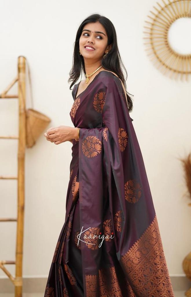 Banarasi Soft Silk Saree with Copper Zari Weaving