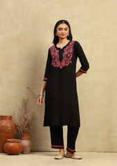 Rubaab Chikankari Rayon Straight Kurta Set | Festive & Office Wear | Premium 14KG Rayon | Malaysia Online Shopping