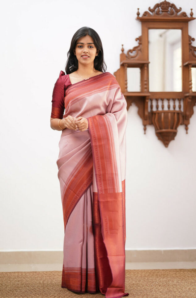 Elegant Banarasi Soft Silk Saree with Copper Zari Weaving