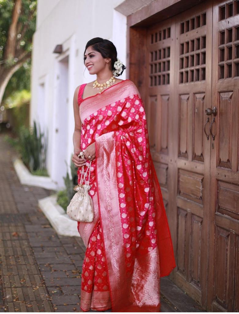 Exquisite Banarasi Silk Saree with Silver Zari Weaving