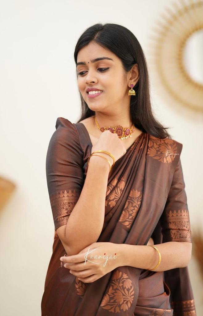 Banarasi Soft Silk Saree with Copper Zari Weaving