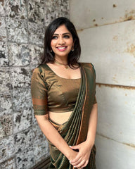 Banarasi Soft Silk Saree with Copper Zari Weaving | Wedding Special
