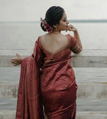 Elegant Banarasi Silk Saree with Copper Zari Weaving