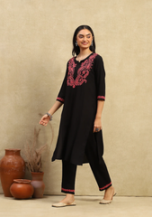 Rubaab Chikankari Rayon Straight Kurta Set | Festive & Office Wear | Premium 14KG Rayon | Malaysia Online Shopping