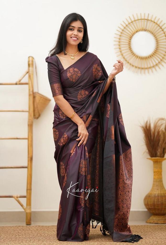 Banarasi Soft Silk Saree with Copper Zari Weaving