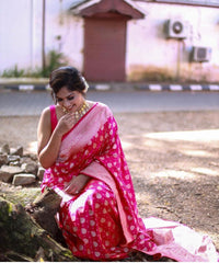 Exquisite Banarasi Silk Saree with Silver Zari Weaving