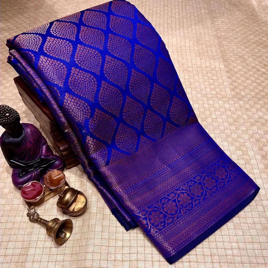 Banarasi Soft Silk Saree with Copper Zari Weaving