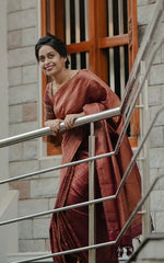 Elegant Banarasi Silk Saree with Copper Zari Weaving