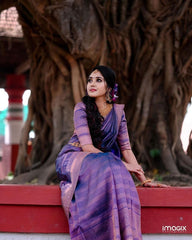 Elegant Banarasi Soft Silk Saree with Copper Zari Weaving