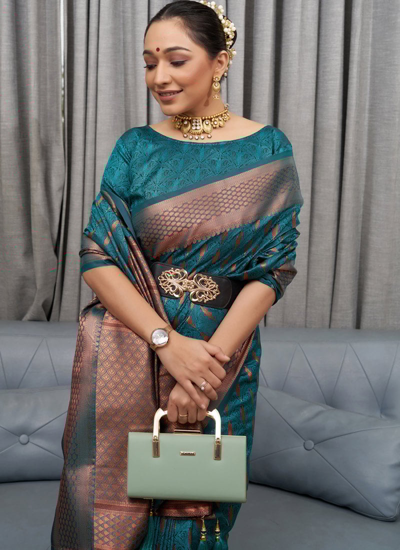 Banarasi Soft Silk Saree with Copper Zari Weaving