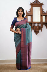 Elegant Banarasi Soft Silk Saree with Copper Zari Weaving
