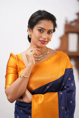 Banarasi Soft Silk Saree with Copper & Silver Zari Weaving