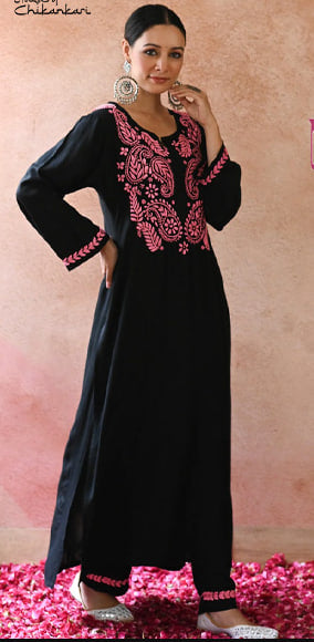 Rubaab Chikankari Rayon Straight Kurta Set | Festive & Office Wear | Premium 14KG Rayon | Malaysia Online Shopping