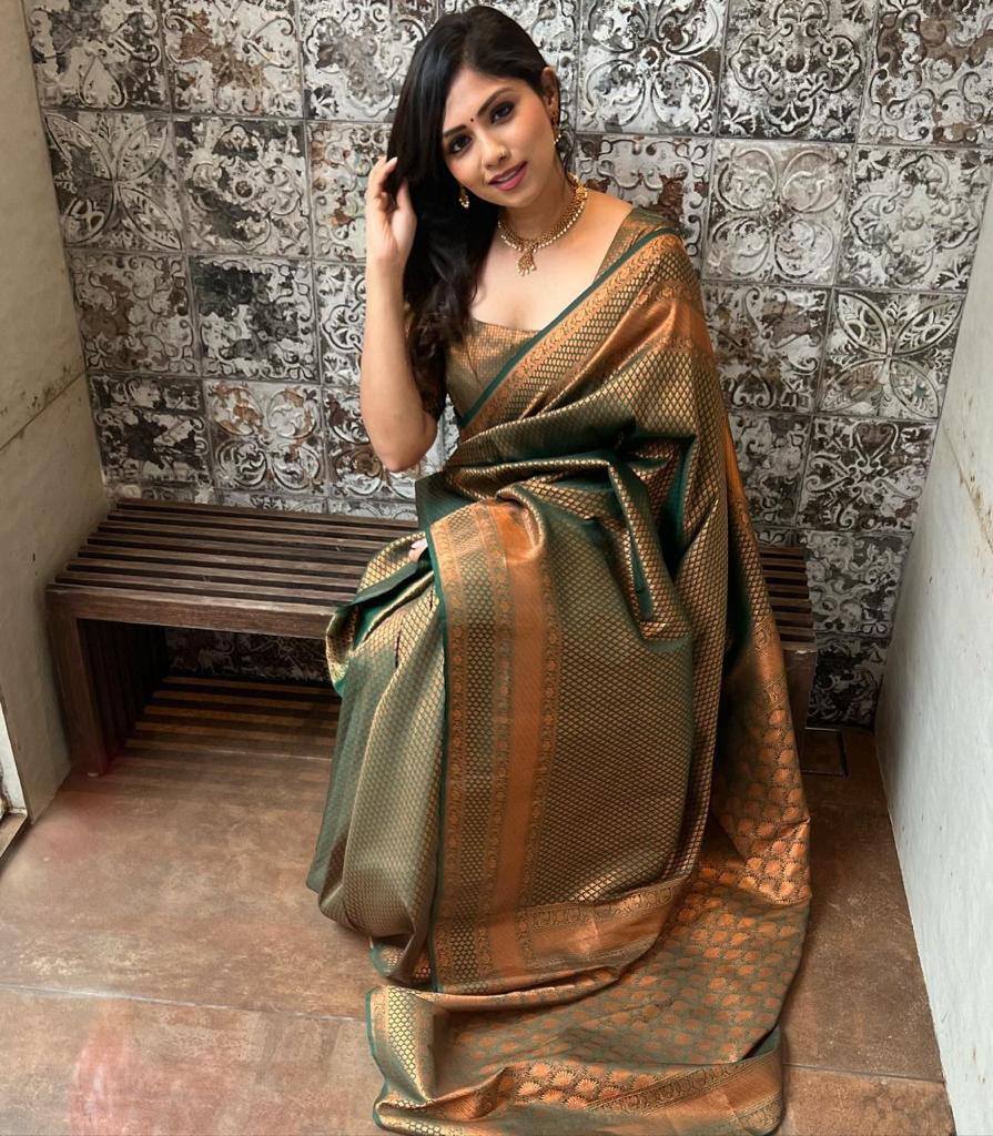 Banarasi Soft Silk Saree with Copper Zari Weaving | Wedding Special
