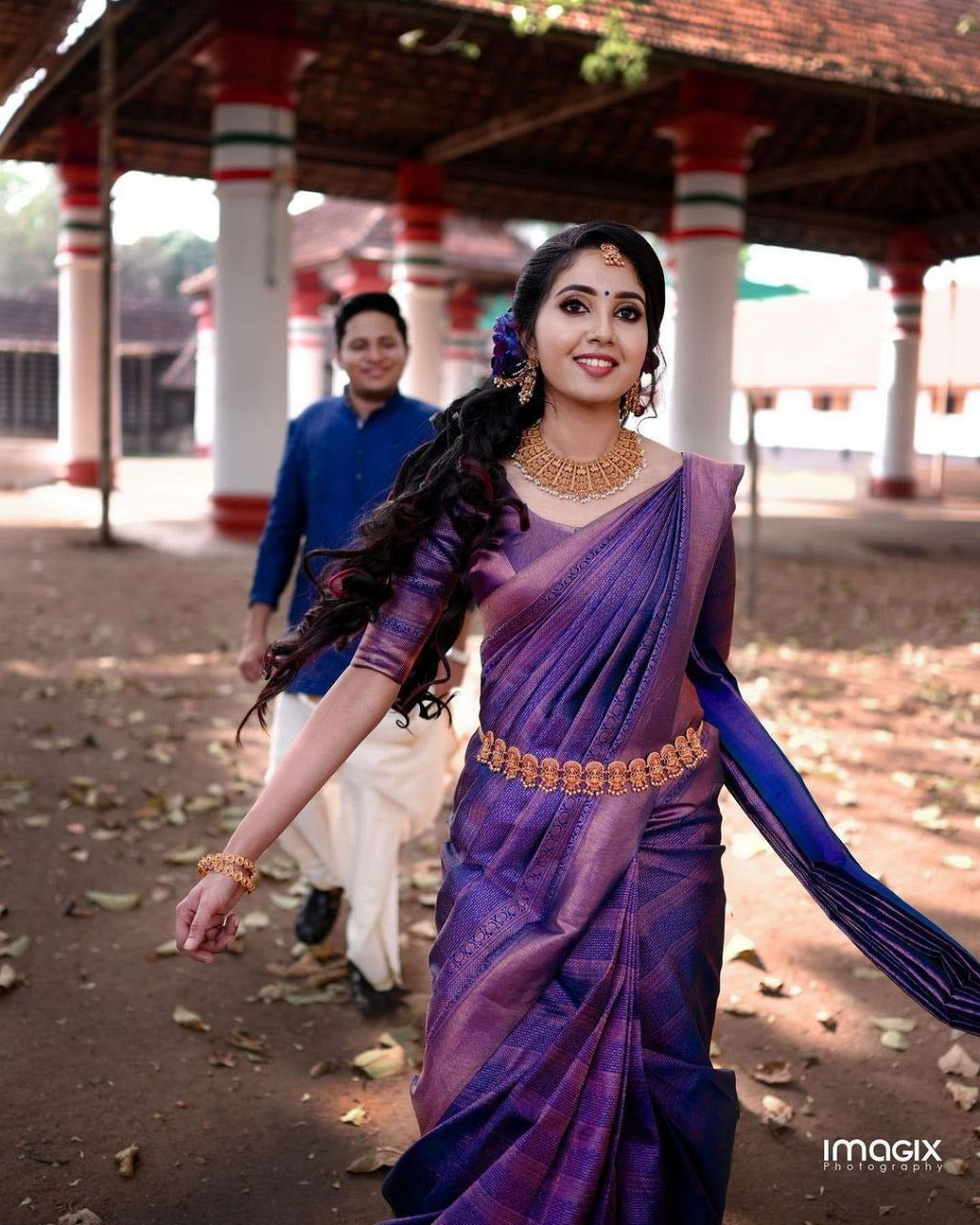 Elegant Banarasi Soft Silk Saree with Copper Zari Weaving