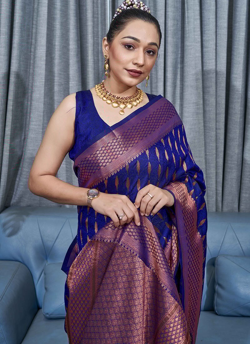 Banarasi Soft Silk Saree with Copper Zari Weaving