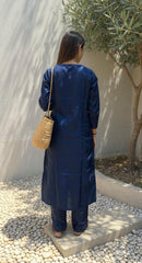 BLUE COLOURED  WOMEN'S  POLYSTER KURTA WITH  DUPATTA SET