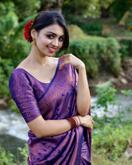 Banarasi Soft Silk Saree with Exquisite Copper Zari Weaving