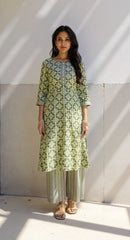 MINT GREEN  COLOURED  WOMEN'S VISCOSE RAYON KURTA WITH  DUPATTA SET