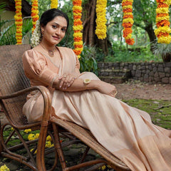 Handcrafted banarasi Silk Saree with Copper Zari Weaving