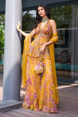 Saffron Blossom Embroidered garara Set