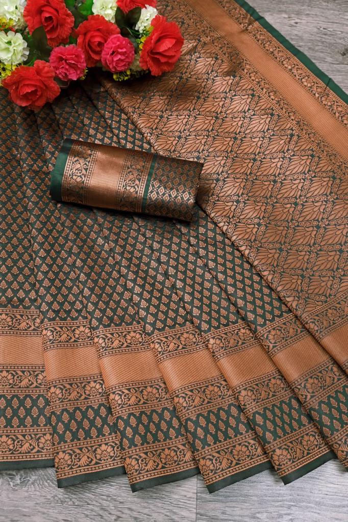 Banarasi Soft Silk Saree with Copper Zari Weaving | Wedding Special