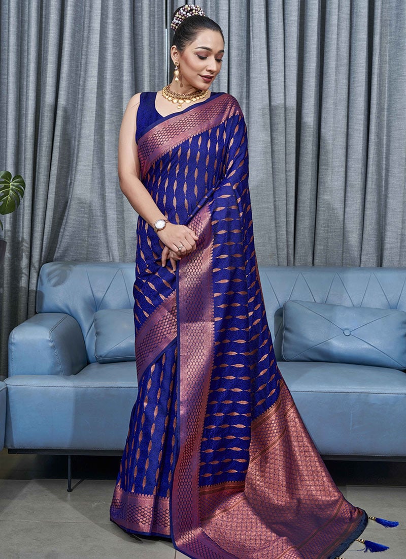Banarasi Soft Silk Saree with Copper Zari Weaving