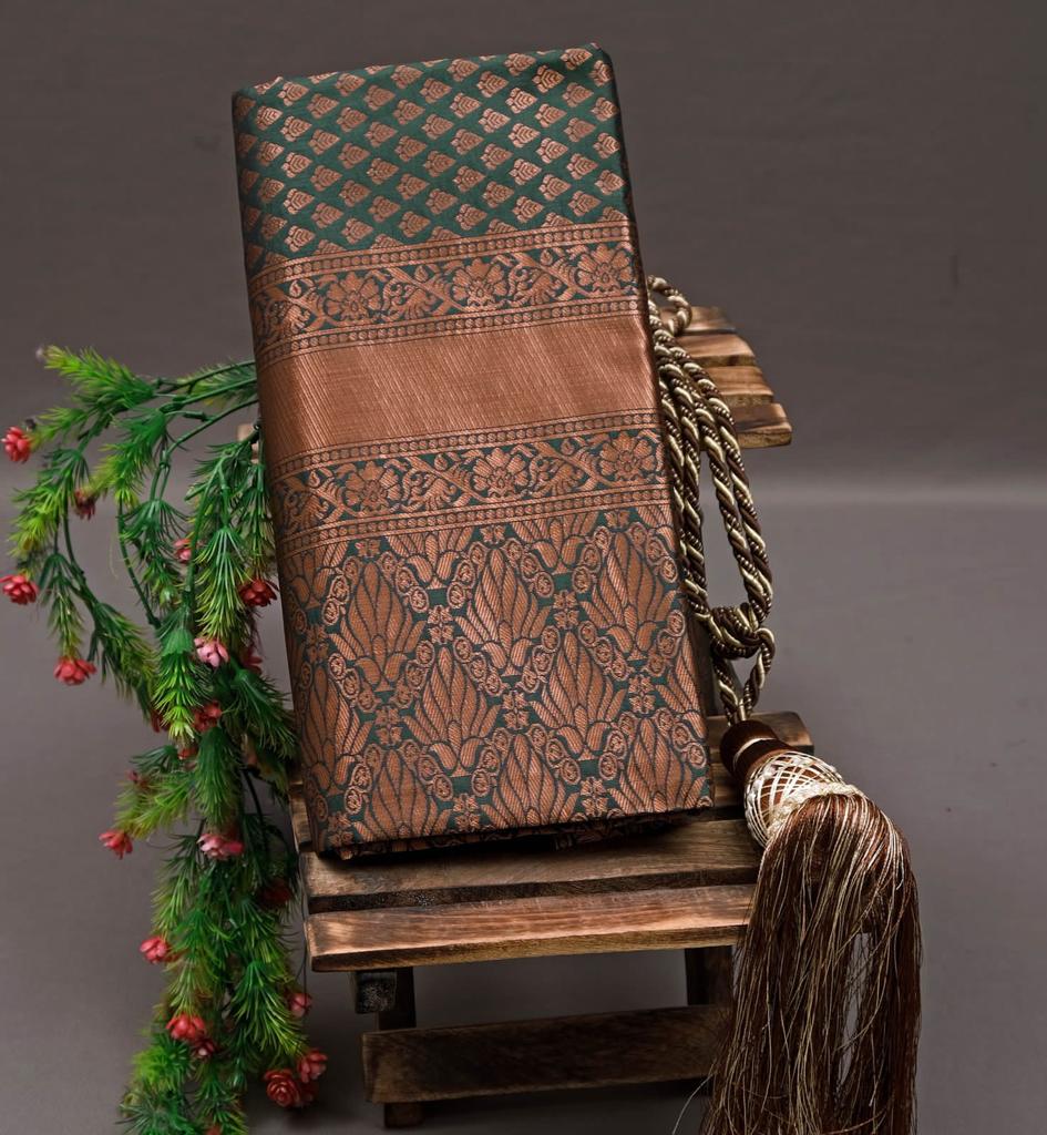 Banarasi Soft Silk Saree with Copper Zari Weaving | Wedding Special