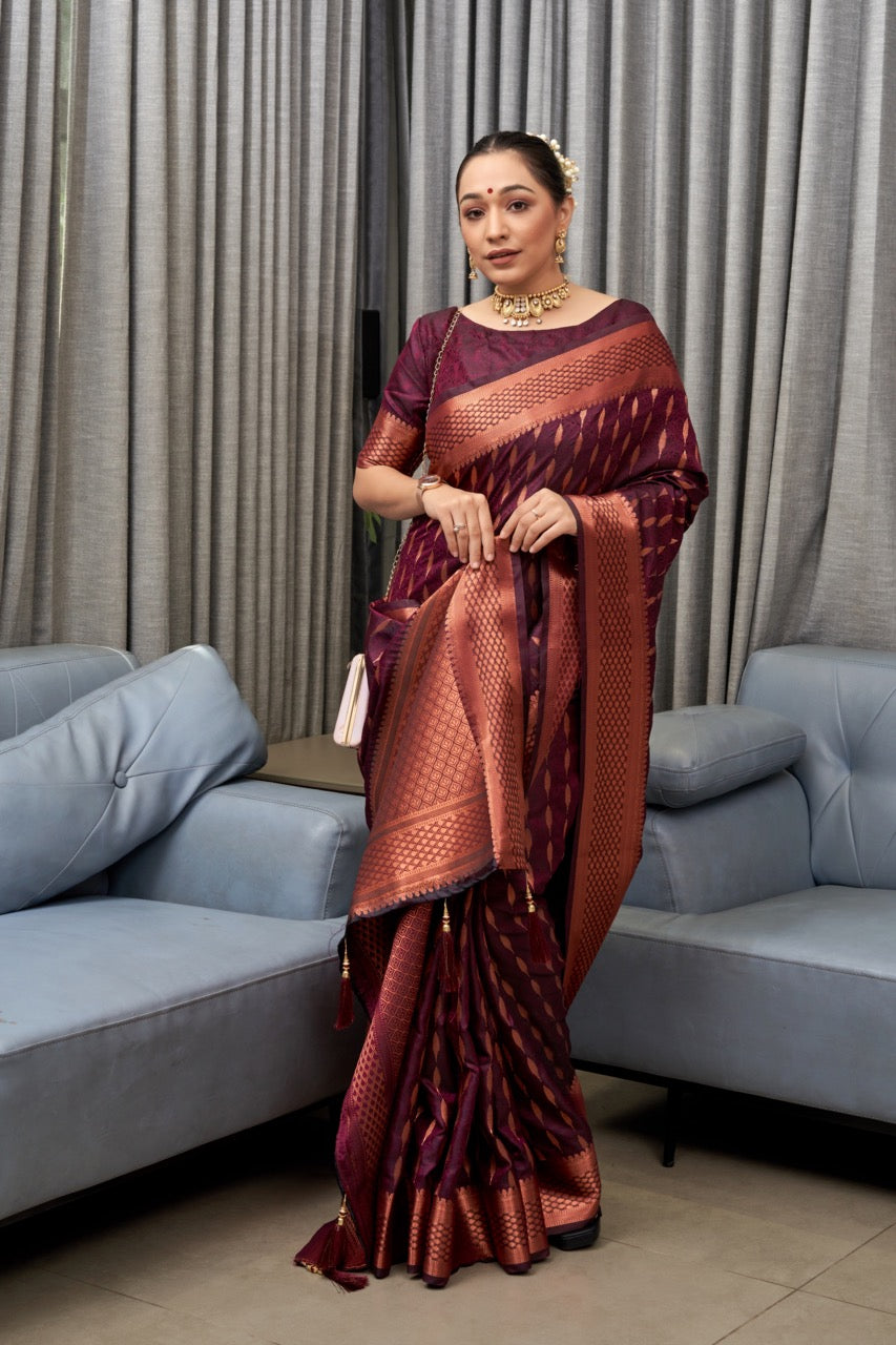 Banarasi Soft Silk Saree with Copper Zari Weaving