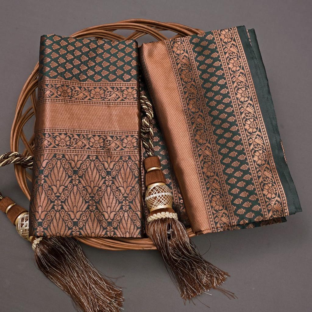 Banarasi Soft Silk Saree with Copper Zari Weaving | Wedding Special