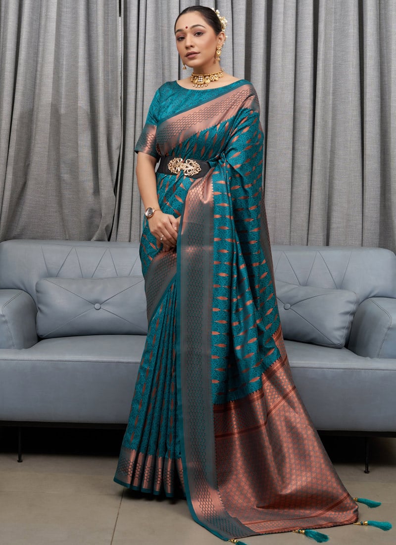 Banarasi Soft Silk Saree with Copper Zari Weaving