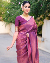 Banarasi Soft Silk Saree – Elegant Copper Zari Weaving
