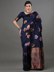 THE BANARASI SAREEIS MADE UP OF SILK THREADS WOVEN USING