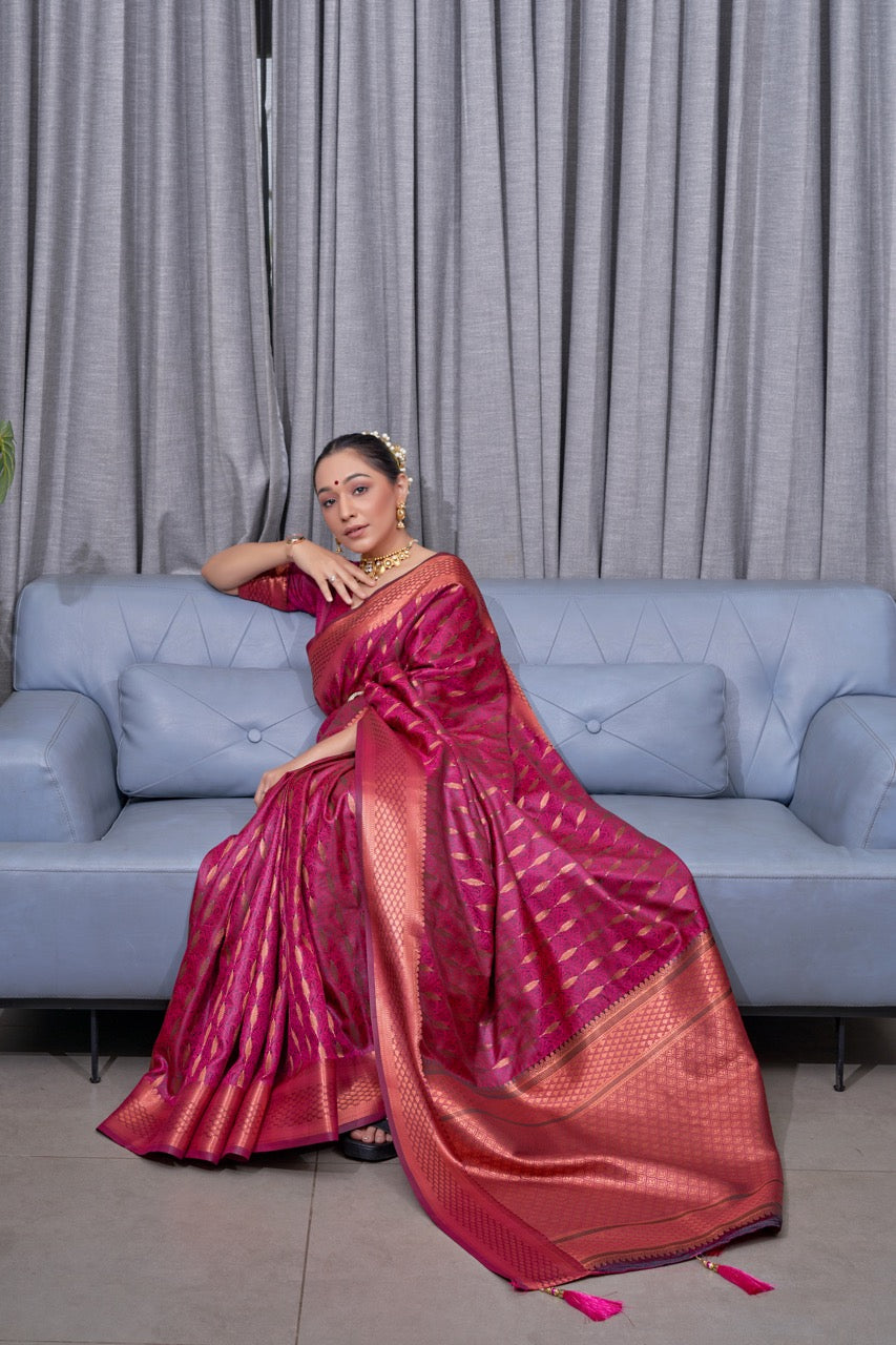 Banarasi Soft Silk Saree with Copper Zari Weaving