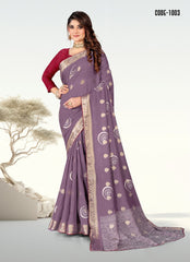 Jacquard Butta Soft cotton saree with blouse for women