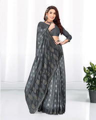 Georgette Diamond work Brasso cut Swarovski saree with blouse for women