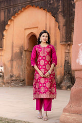 CHEERY PINK  COLOURED TREDITIONAL WEAR KURTA SET