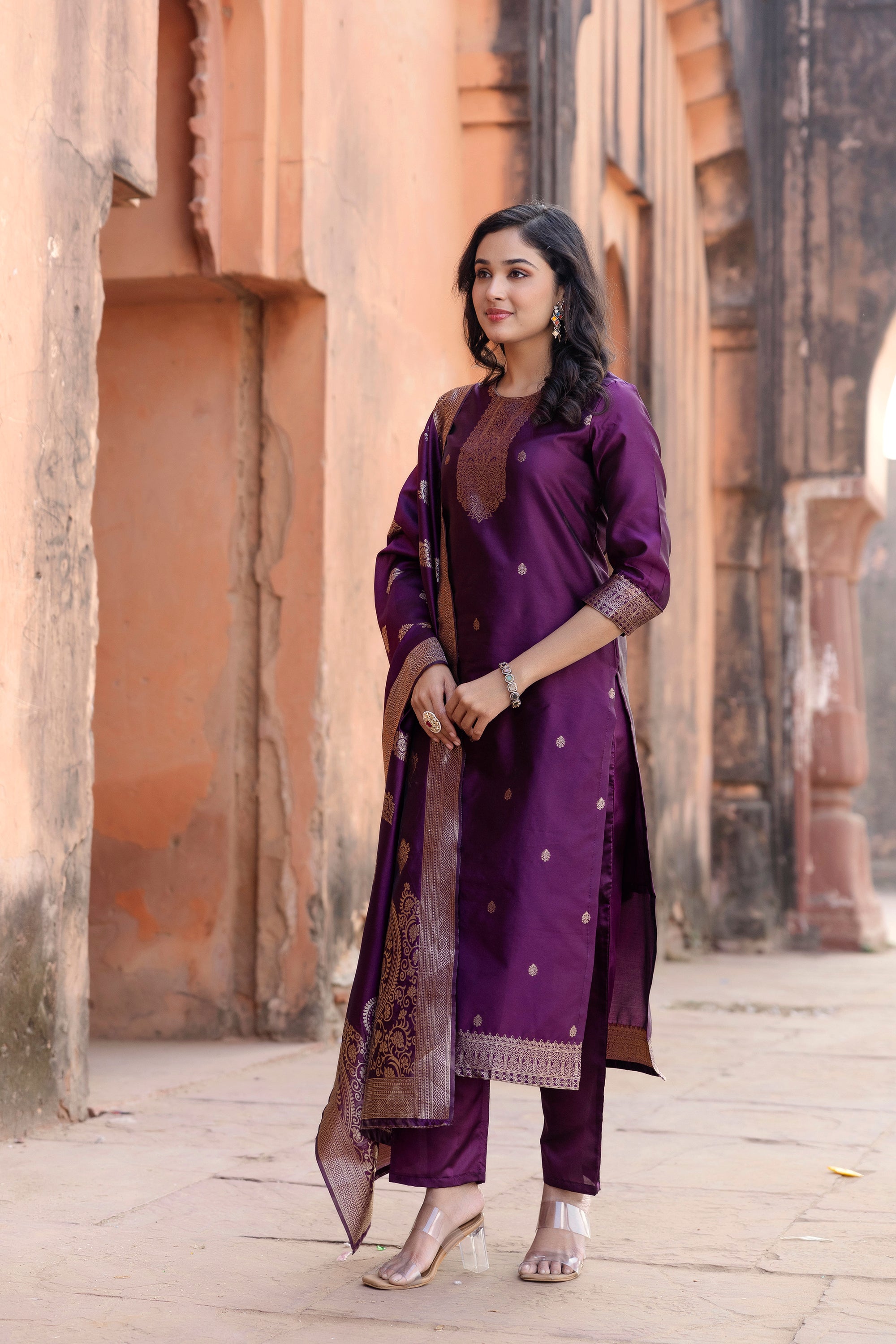 Jasmin Soft Silk Kurta Set with Bottom & Jacquard Dupatta | Festive & Party Wear | Premium Ethnic Outfit – Malaysia
