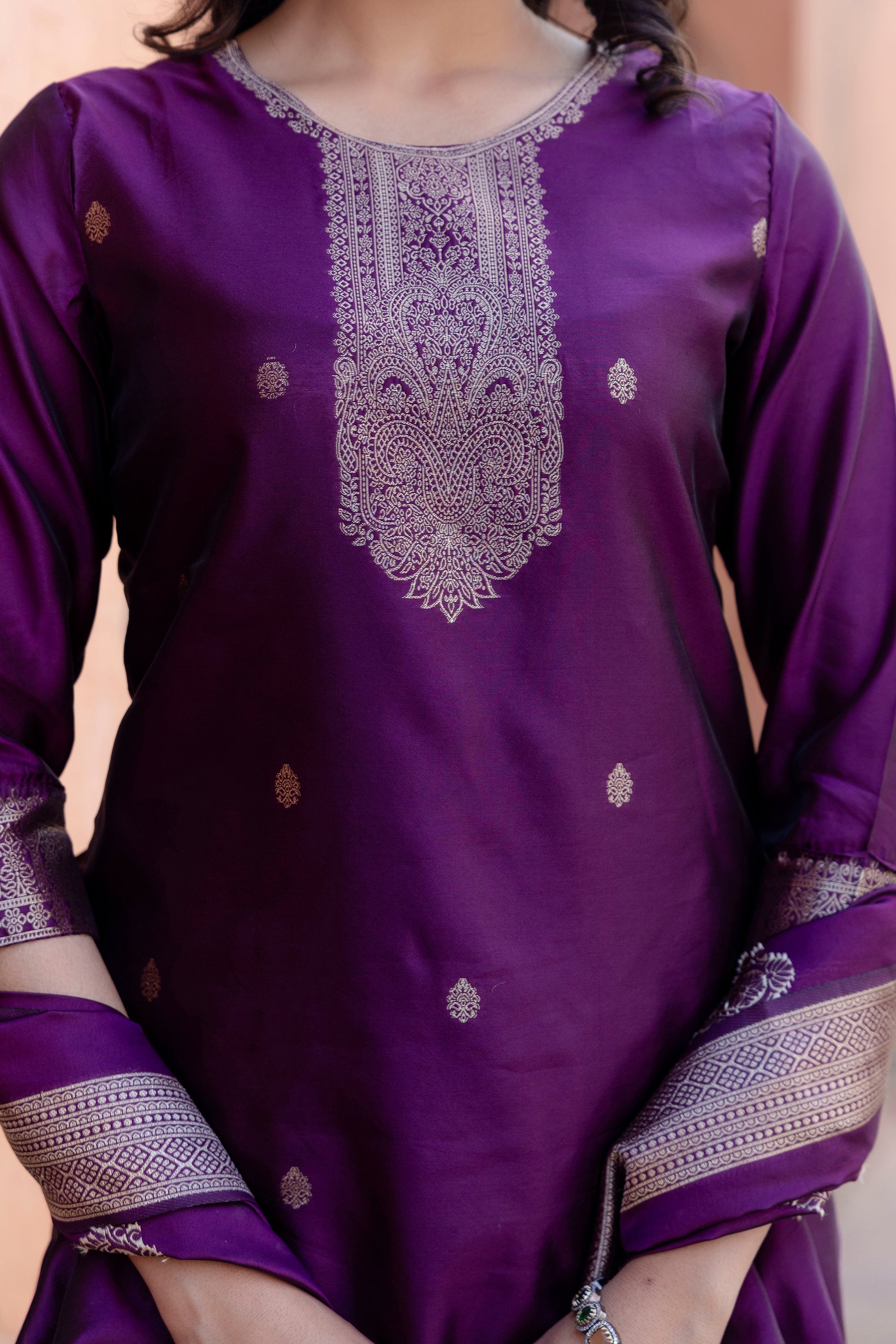 Jasmin Soft Silk Kurta Set with Bottom & Jacquard Dupatta | Festive & Party Wear | Premium Ethnic Outfit – Malaysia