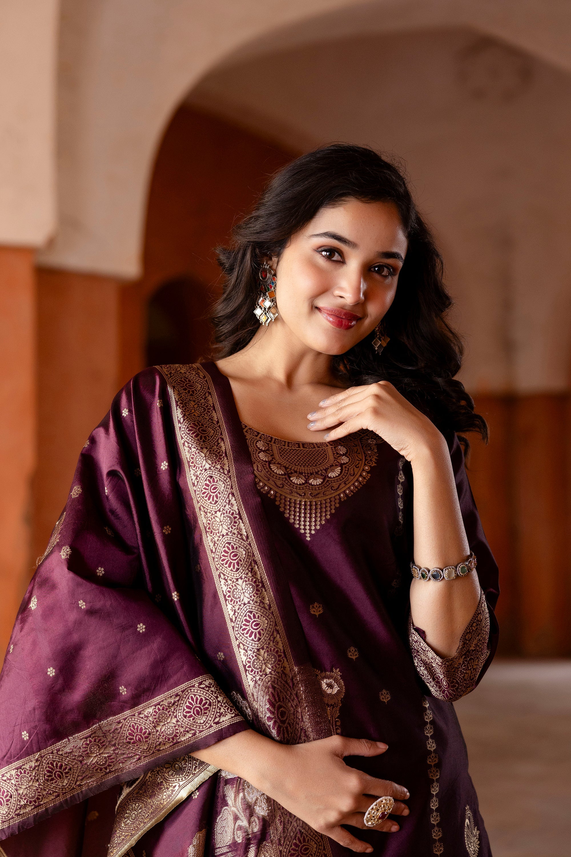 COFFEE COLOURED TREDITIONAL WEAR KURTA SET