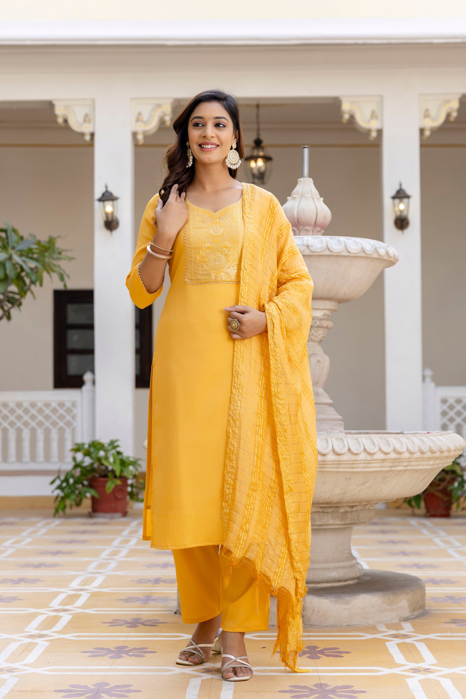 Kusoom Silk Kurta Set with Bottom & Chandery Dupatta | Jacquard Work | Festive & Party Wear – Malaysia