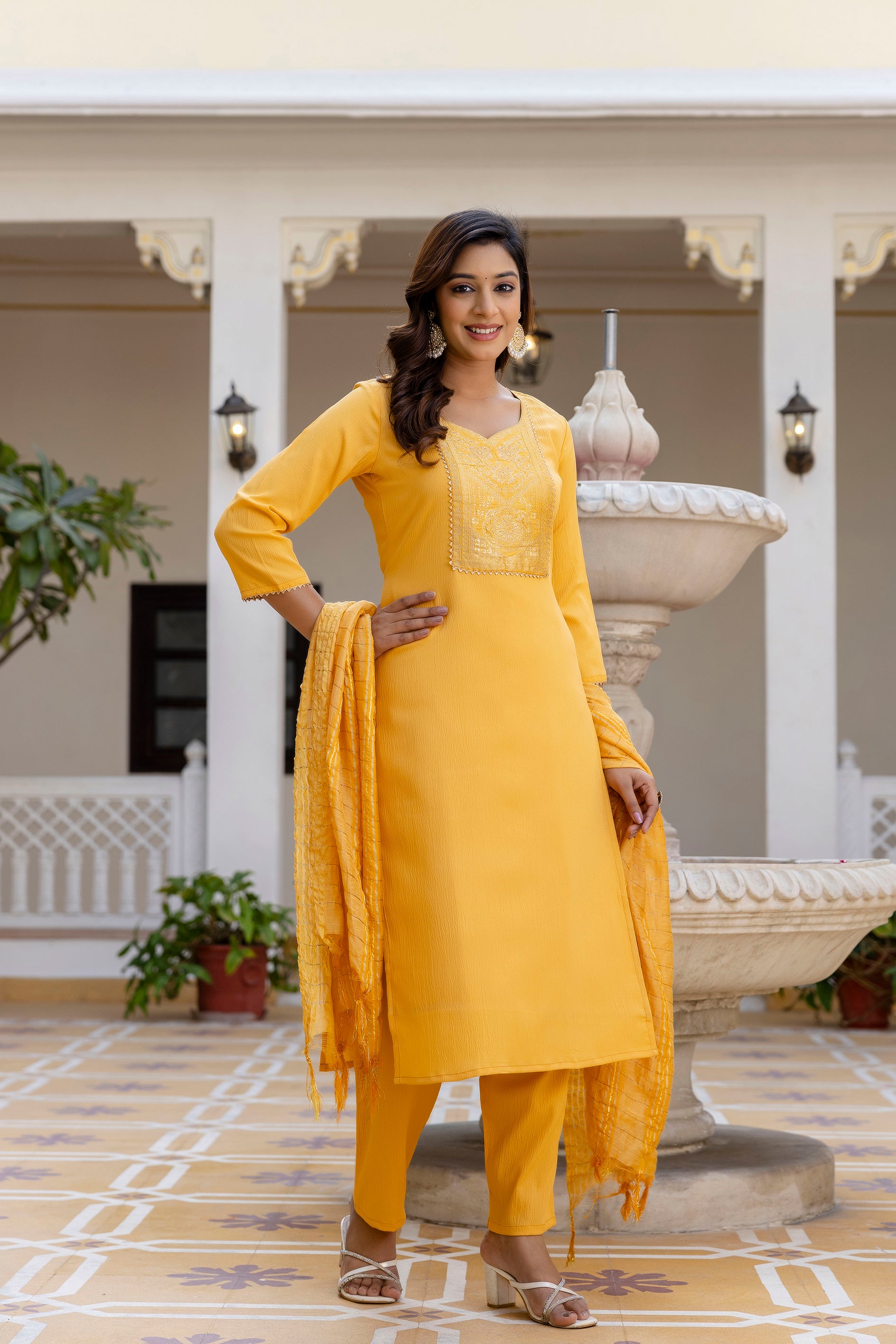 Kusoom Silk Kurta Set with Bottom & Chandery Dupatta | Jacquard Work | Festive & Party Wear – Malaysia
