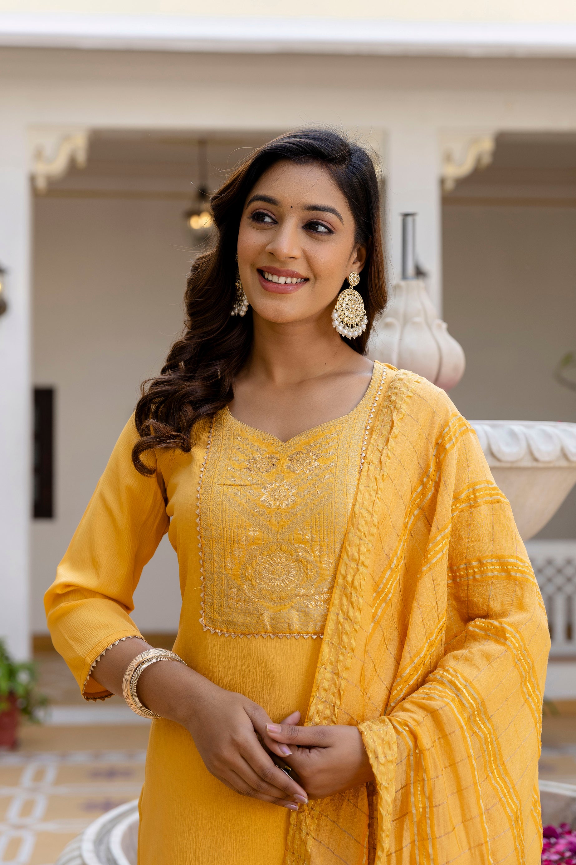 Kusoom Silk Kurta Set with Bottom & Chandery Dupatta | Jacquard Work | Festive & Party Wear – Malaysia