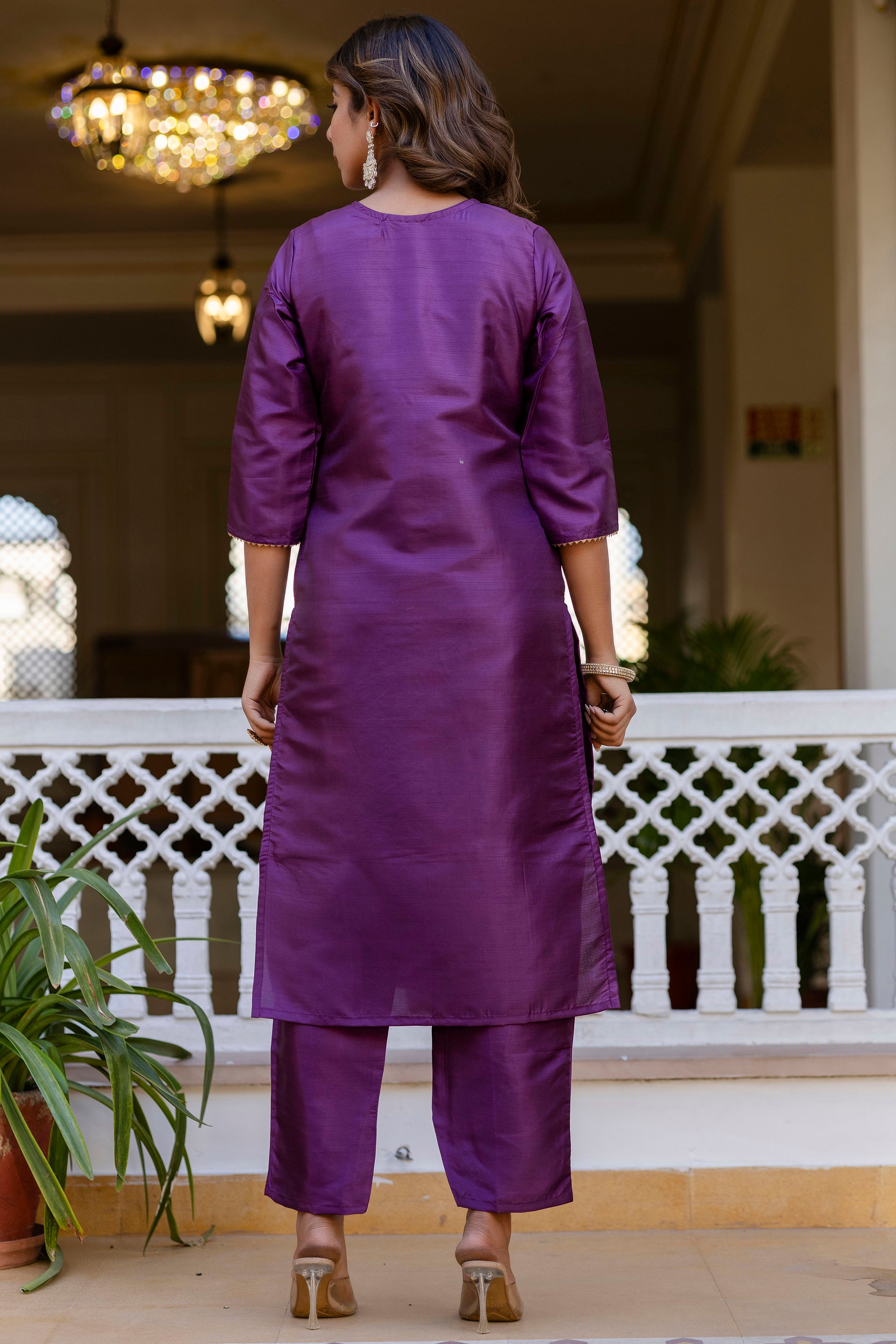 Wine Pure Silk Kurta Set for Women | Embroidered Stitched Suit with Jacquard Dupatta | Elegant Ready to Wear Ethnic Outfit | Kurti Set Malaysia